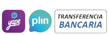 Aceptamos Yape, Plin y Transferencia Bancaria